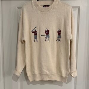 Nutmeg Mills Cream Sweater with Golf Motif